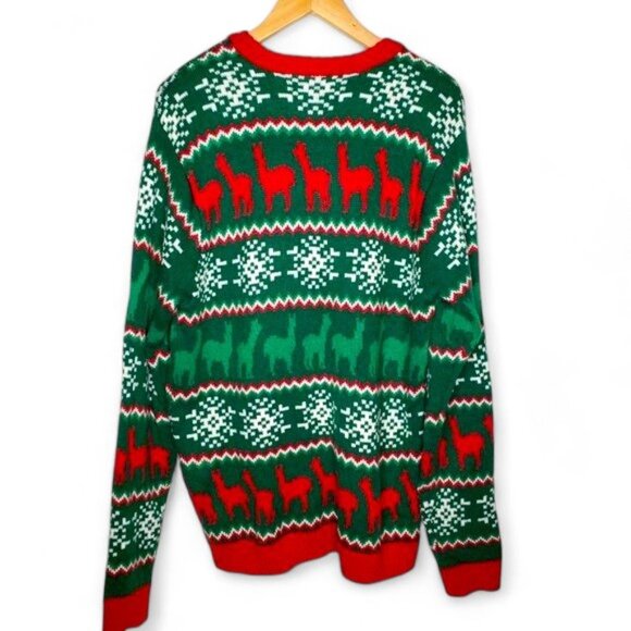 33Degress Llama with Scarf Holiday Christmas Ugly Sweater Men's Party Chunky L - Picture 3 of 5